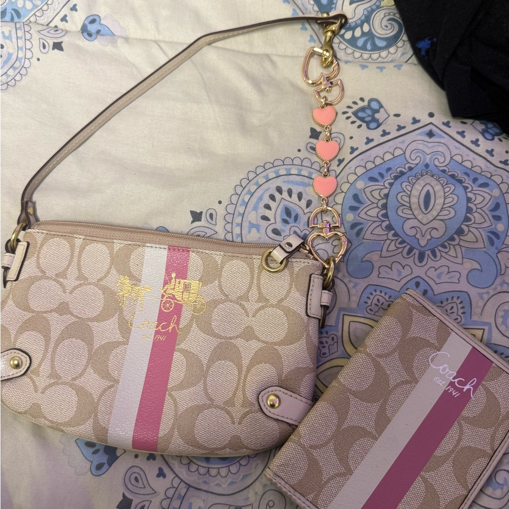 Coach Beige and Pink Crossbody Bag